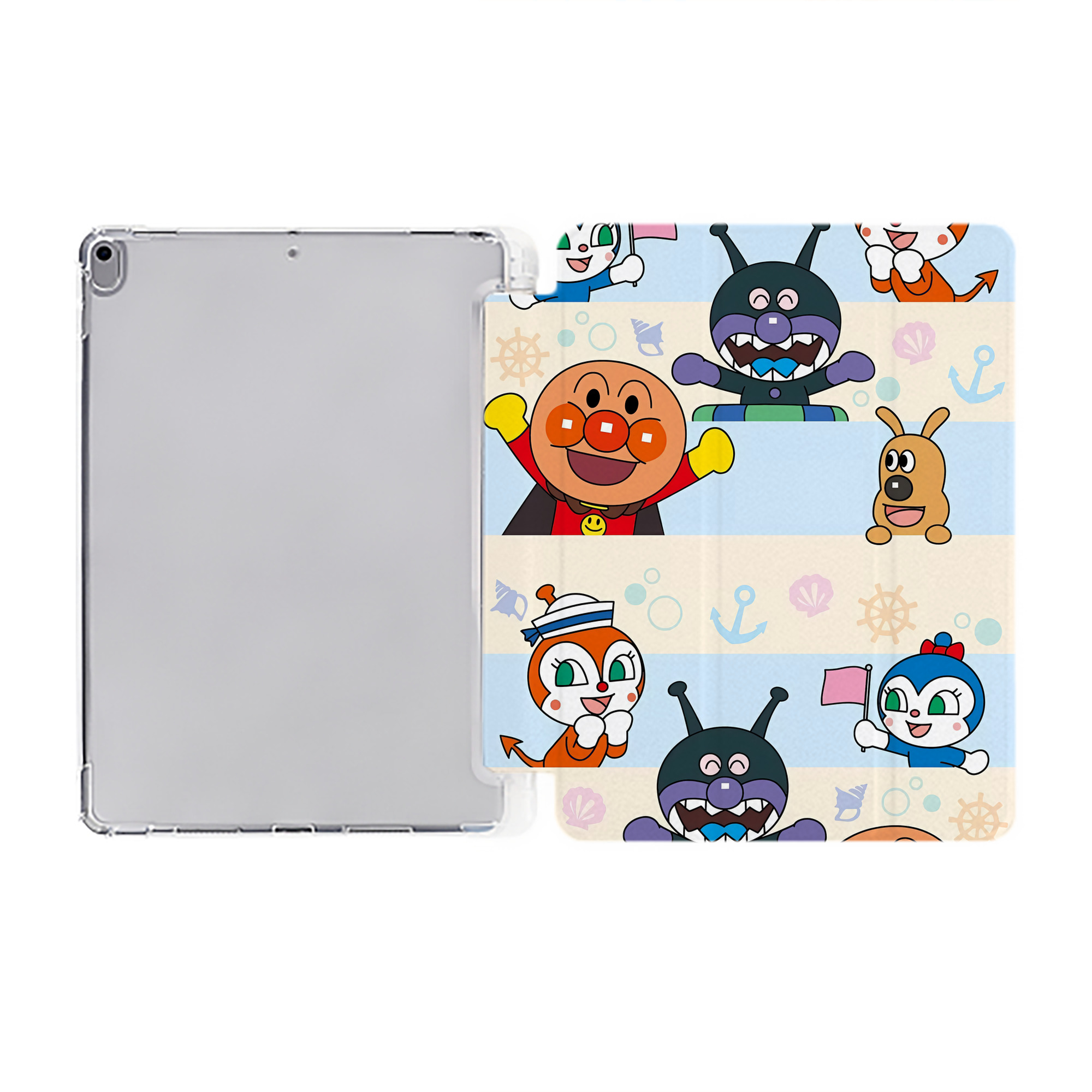 （画像用） アンパンマン Anpanman IPad ケース ペン収納付き 三つ折りスタンド PUレザー×シリコン 対応機種9.5/10.5/10.9インチ